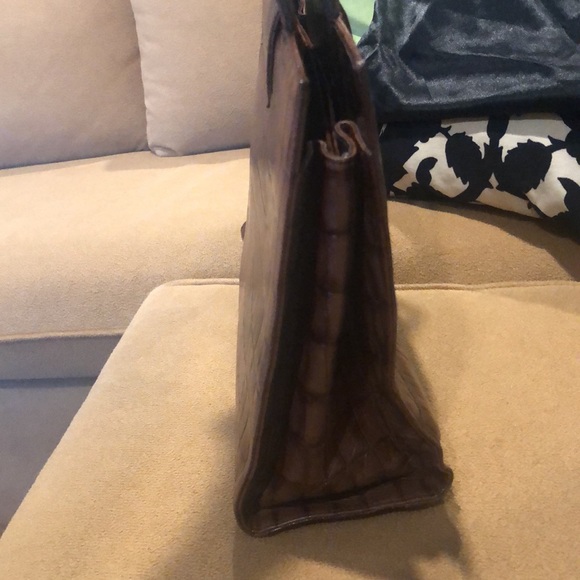 Escada Brown Crocodile Tote bag with Buckle flap - Picture 9 of 9